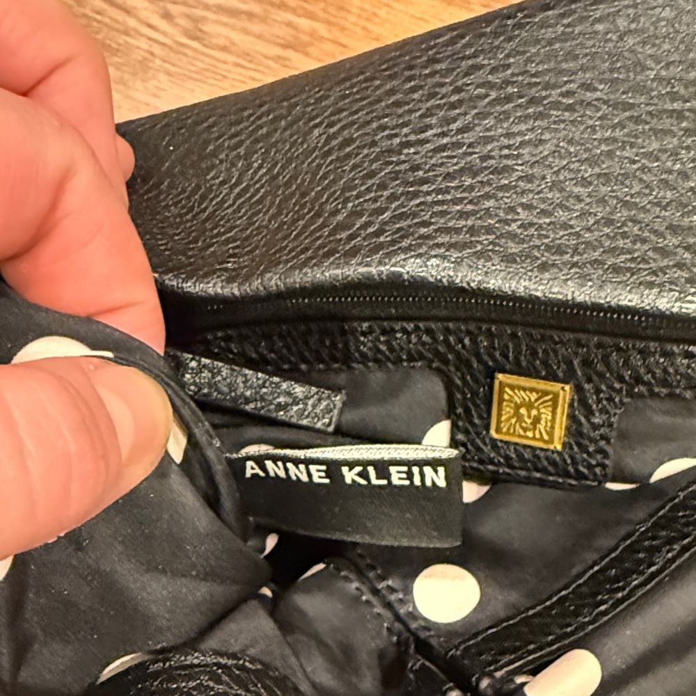 Anne Klein Black Pebbled Leather Shoulder Hobo with Tassel - Picture 6 of 12